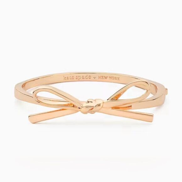 Kate Spade New York Skinny Mini Bow Bangle Bracelet Rose Gold NWT - Picture 1 of 11
